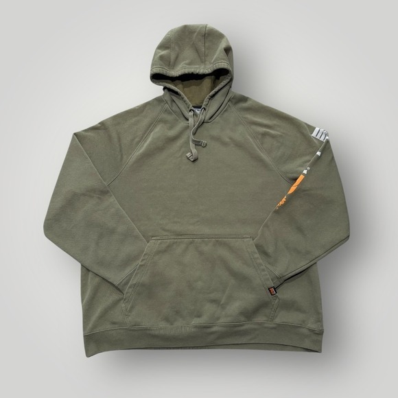 Timberland Pro Hoodie Mens XL Green Rain Repel Fleece Pullover Logo TB0A1HVY360 - Picture 2 of 8